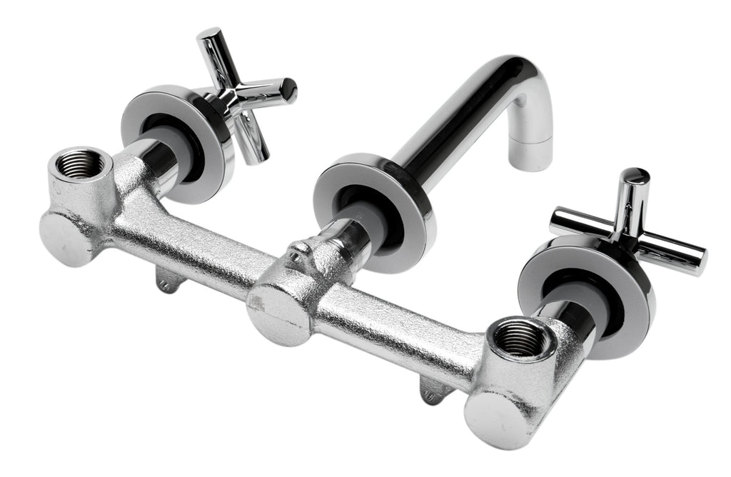 8 Inch Widespread Wall-Mounted Cross Handle Faucet
