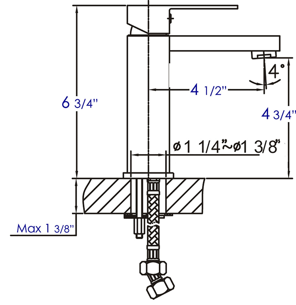 Single Lever Square Bathroom Faucet