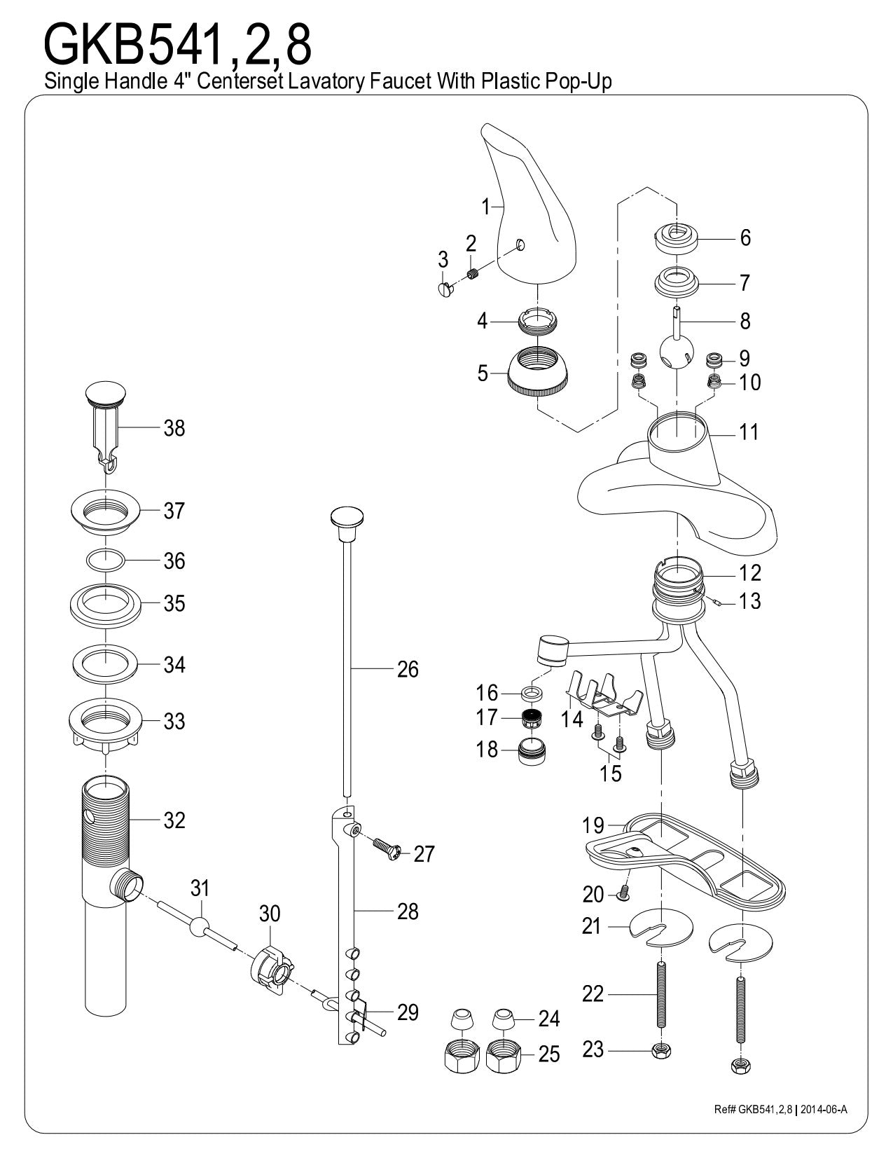 Kingston Brass GKB542 Single-Handle 4 in. Centerset Bathroom Faucet