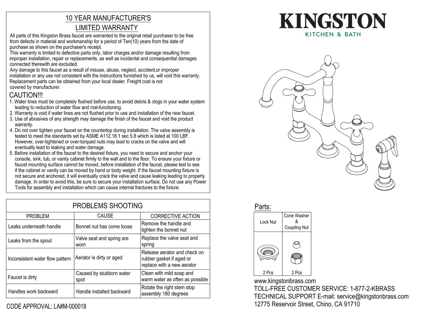 Kingston Brass KS3270ALBS Kitchen Faucet with Side Sprayer