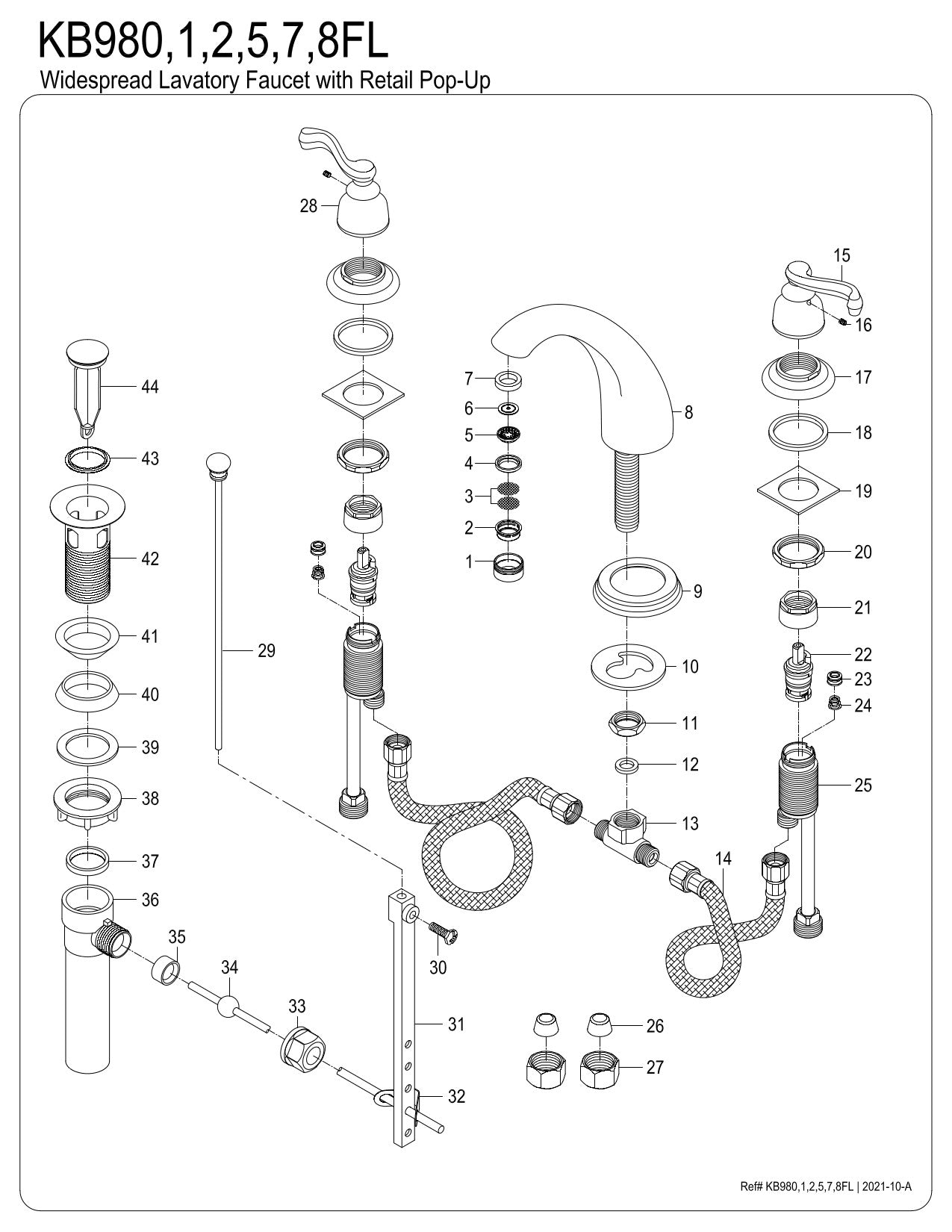 Kingston Brass KB982FL Royale Widespread Bathroom Faucet