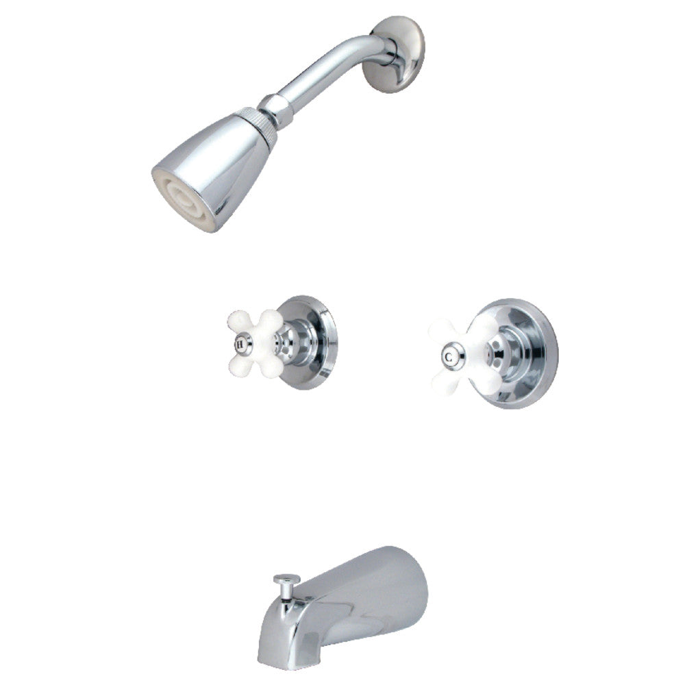 Kingston Brass KB245PX Magellan Tub & Shower Faucet with Porcelain Handles