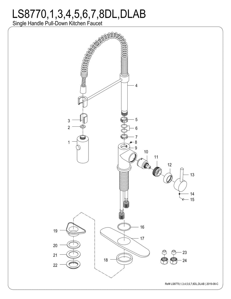 Gourmetier LS8773DL Concord Single-Handle Pre-Rinse Kitchen Faucet