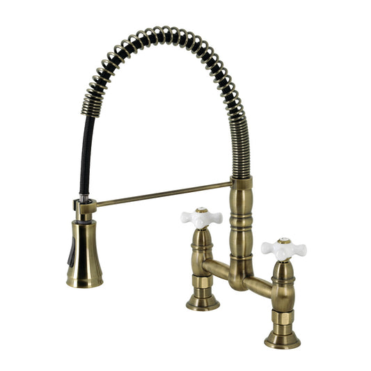 Gourmetier GS1273PX Heritage Two-Handle Deck-Mount Pull-Down Sprayer Kitchen Faucet