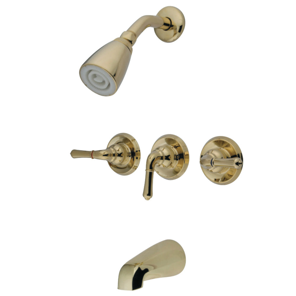 Kingston Brass GKB231 Water Saving Magellan 3-Handle Tub and Shower Faucet with Water Savings Showerhead