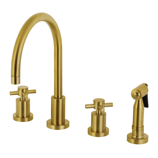 Kingston Brass KS8727DXBS Concord 8-Inch Widespread Kitchen Faucet with Brass Sprayer