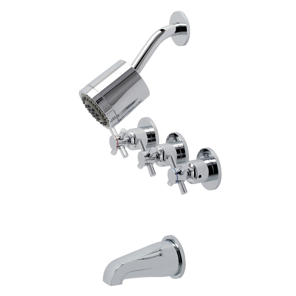 Kingston Brass KBX8138DX Concord Three-Handle Tub and Shower Faucet