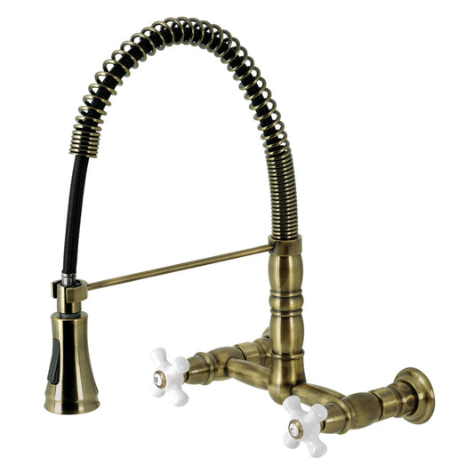 Gourmetier GS1243PX Heritage Two-Handle Wall-Mount Pull-Down Sprayer Kitchen Faucet