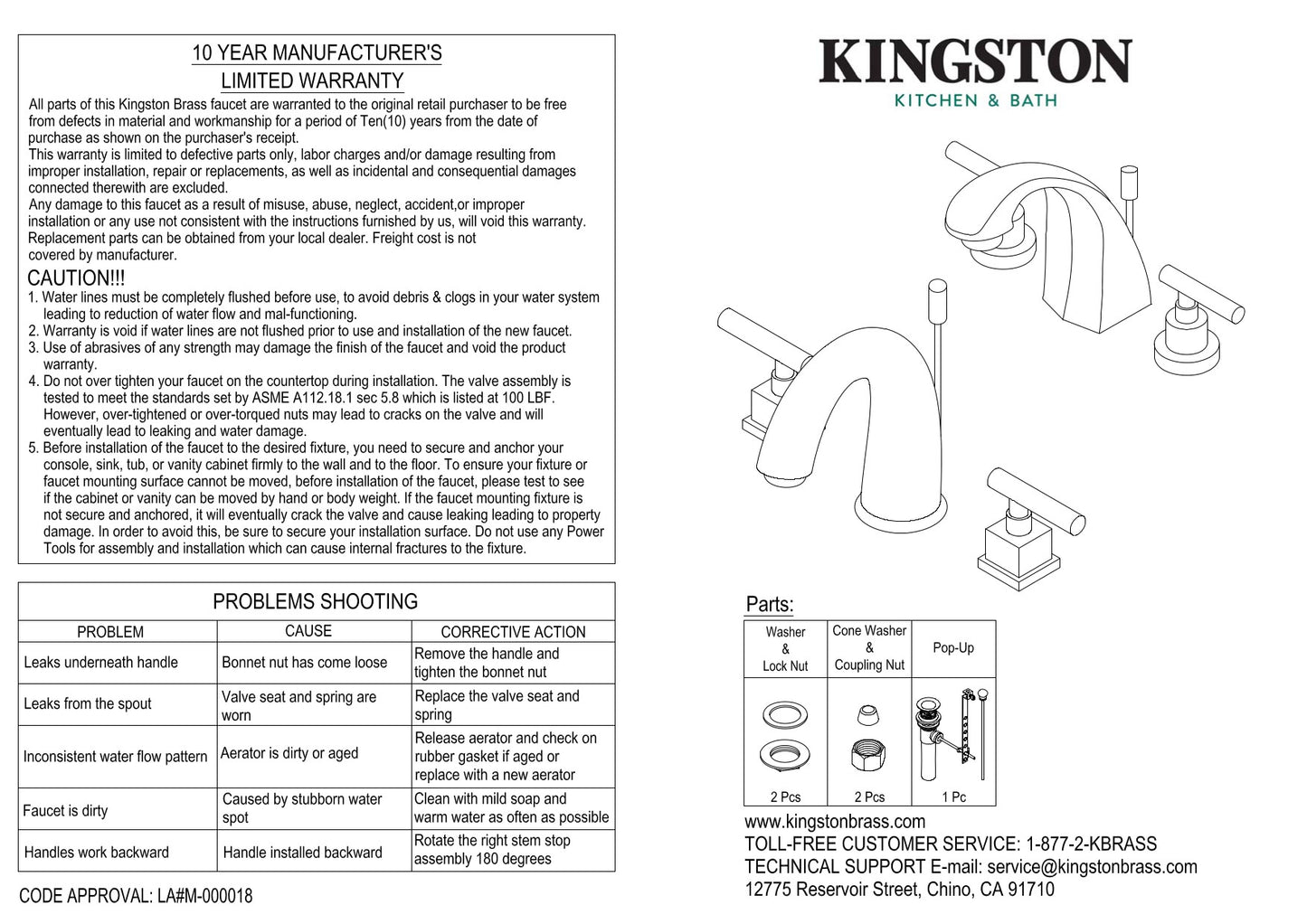 Kingston Brass KS3951PL Restoration Mini-Widespread Bathroom Faucet