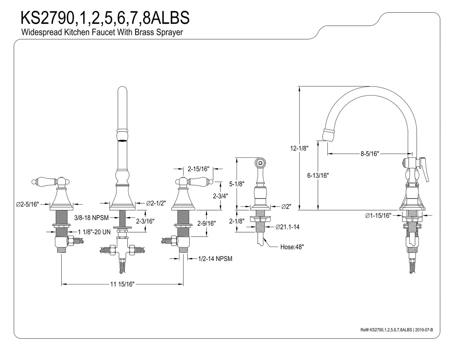 Kingston Brass KS2798ALBS Widespread Kitchen Faucet – Doccia Showers ...