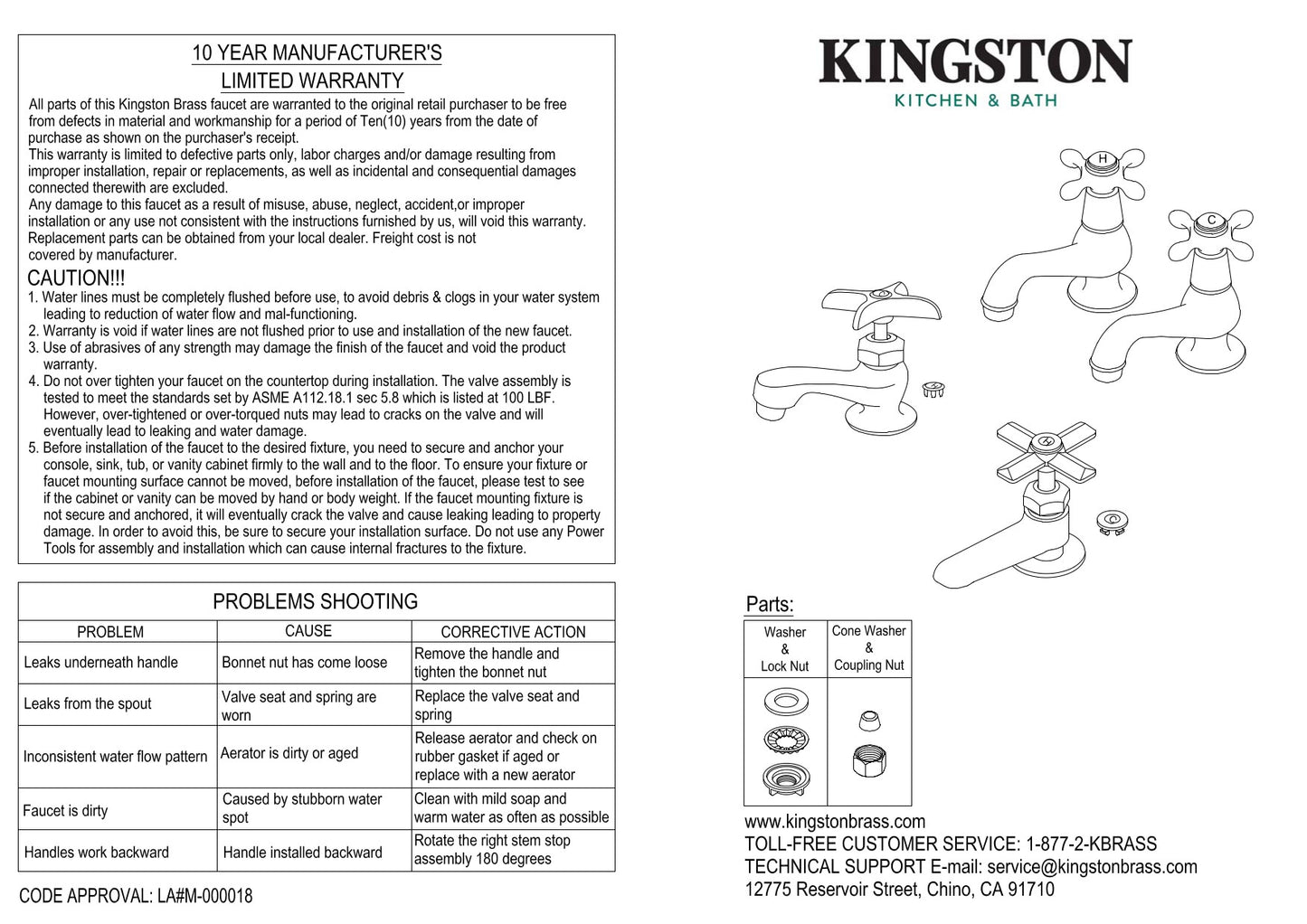 Kingston Brass KS1101PX Heritage Basin Tap Faucet