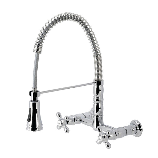 Gourmetier GS1241AX Heritage Two-Handle Wall-Mount Pull-Down Sprayer Kitchen Faucet