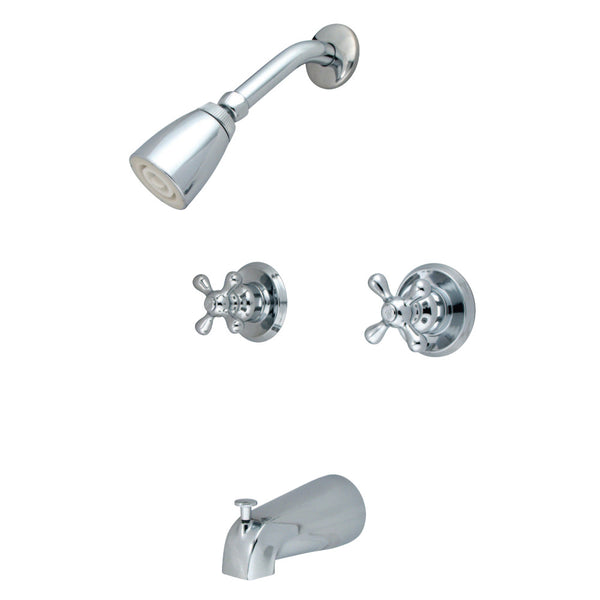 Kingston Brass KB241AX Magellan Twin Handle Tub & Shower Faucet With Decor Cross Handle