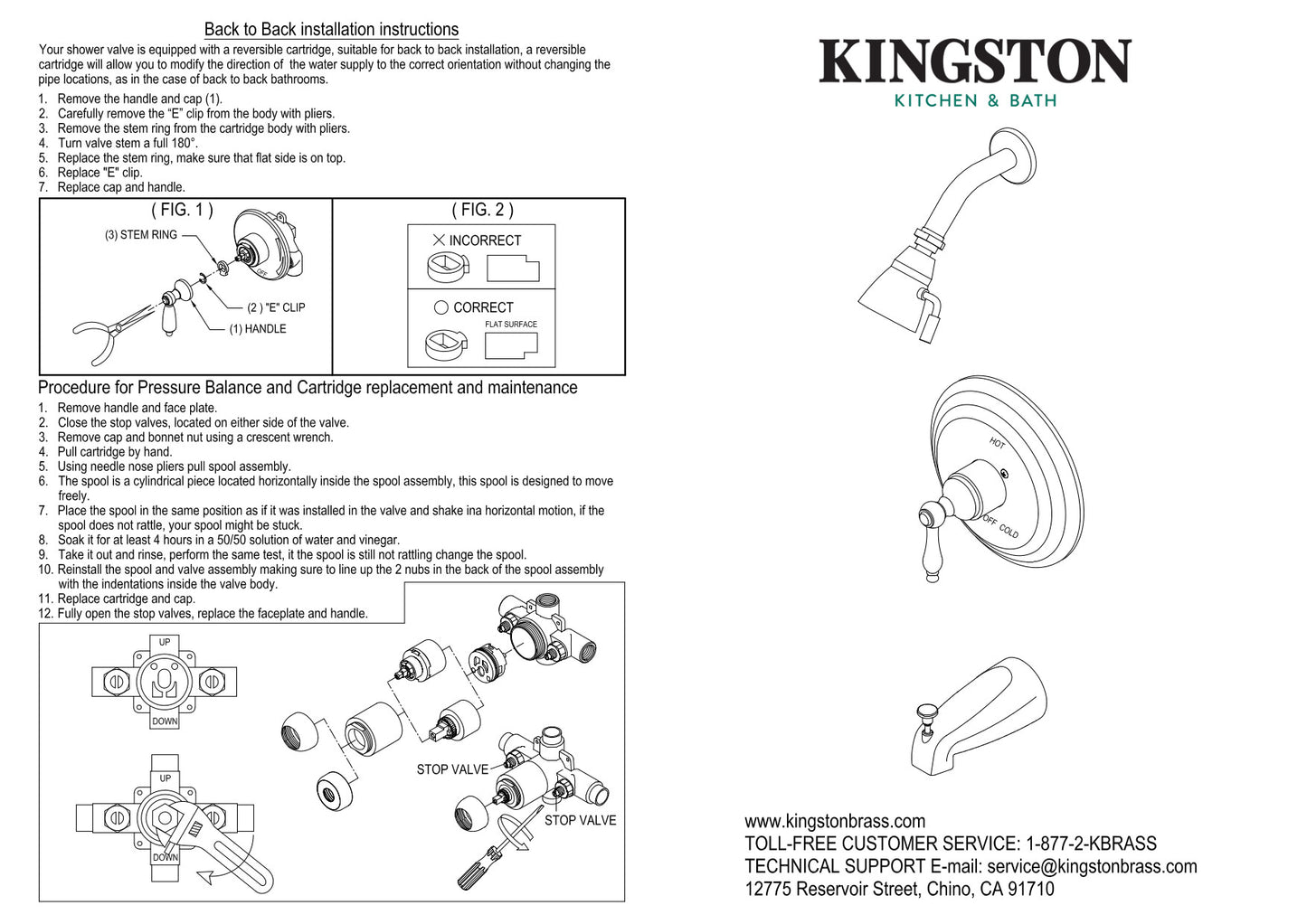 Kingston Brass KB3630PX Restoration Tub and Shower Faucet