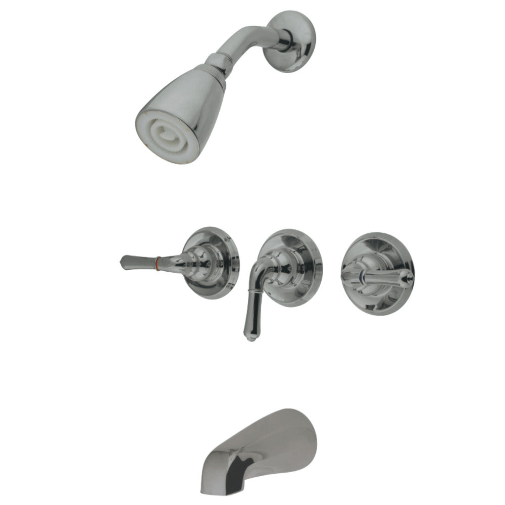 Kingston Brass GKB231 Water Saving Magellan 3-Handle Tub and Shower Faucet with Water Savings Showerhead