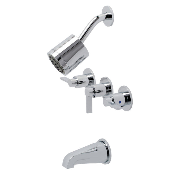 Kingston Brass KBX8131NDL NuvoFusion Three-Handle Tub and Shower Faucet