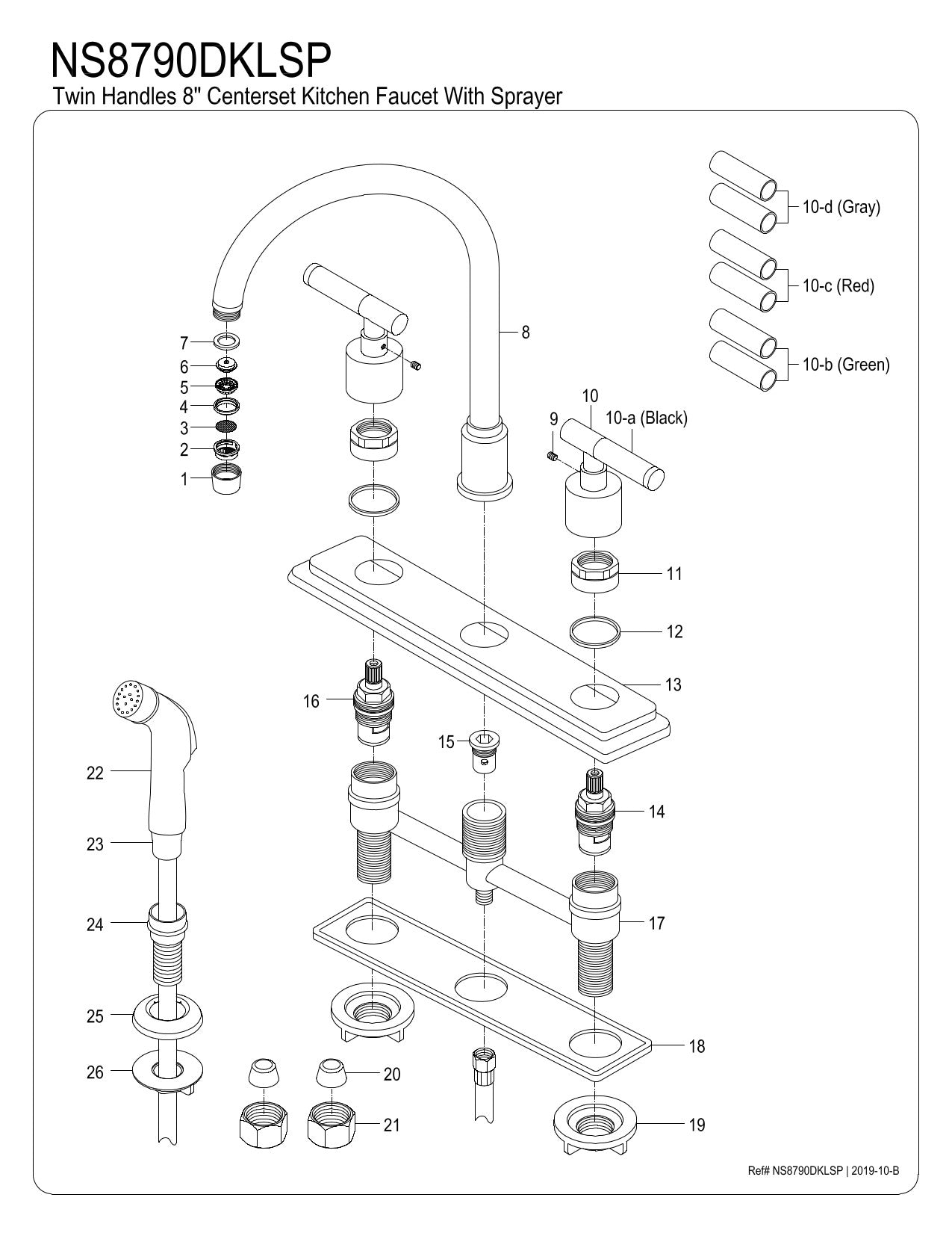 Kingston Brass NS8790DKLSP Water Onyx Centerset Kitchen Faucet