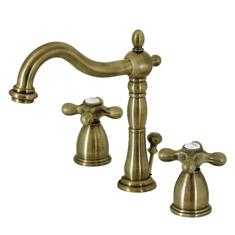 Kingston Brass KB1970AX Heritage Widespread Bathroom Faucet with Brass Pop-Up