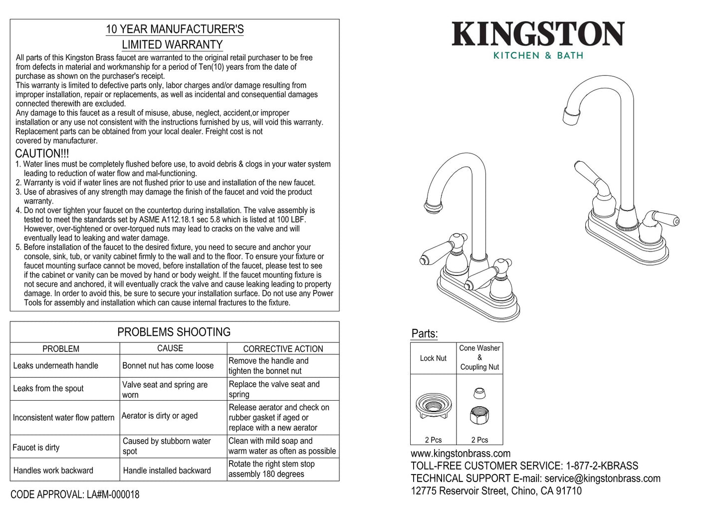 Kingston Brass KB8498NDL NuvoFusion 4" Centerset Bar Faucet
