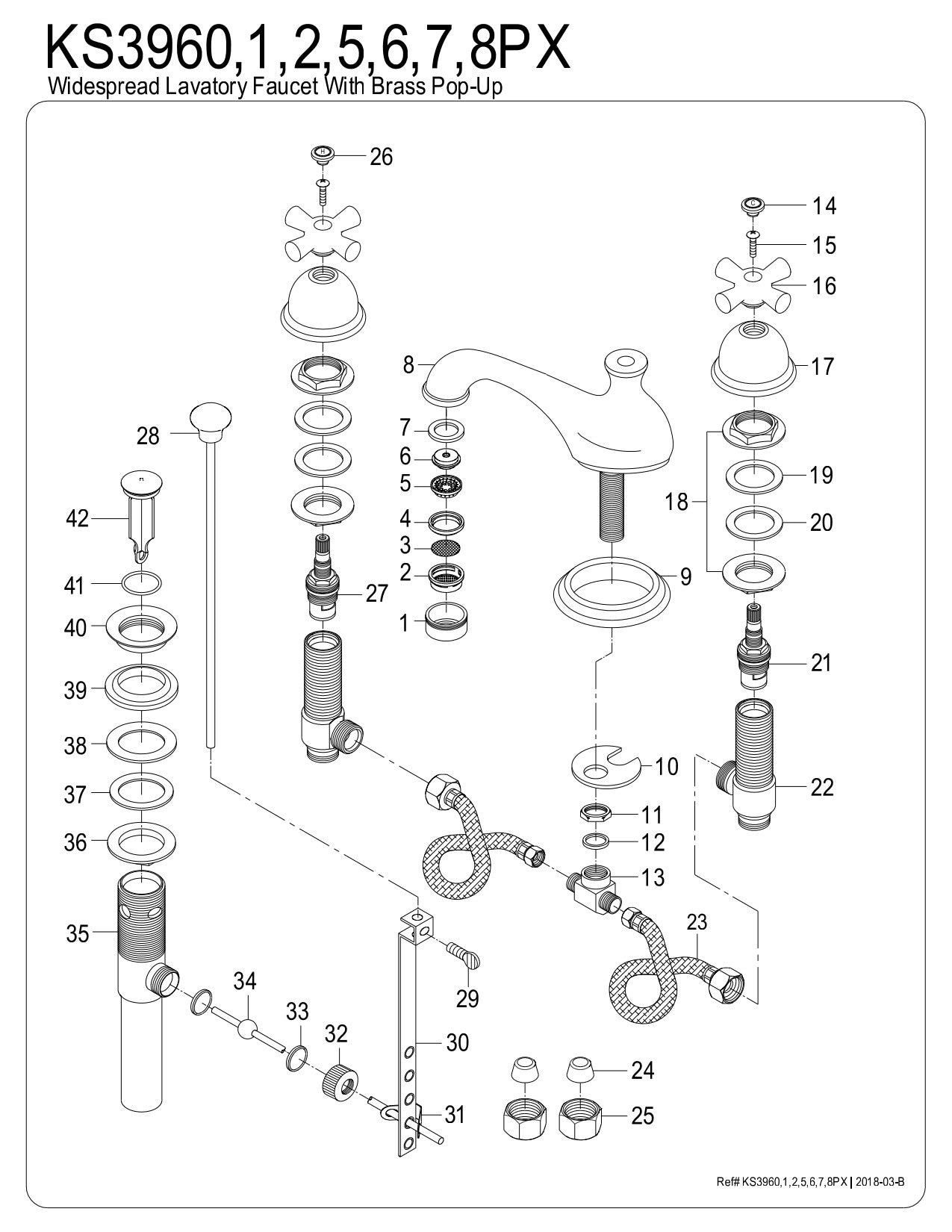 Kingston Brass KS3961PX 8 in. Widespread Bathroom Faucet