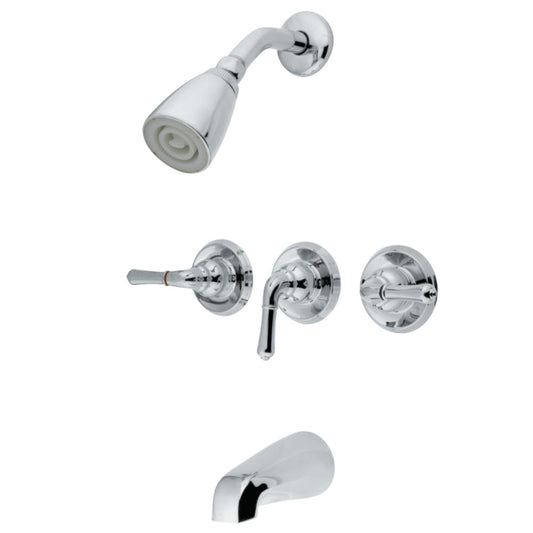 Kingston Brass GKB231 Water Saving Magellan 3-Handle Tub and Shower Faucet with Water Savings Showerhead