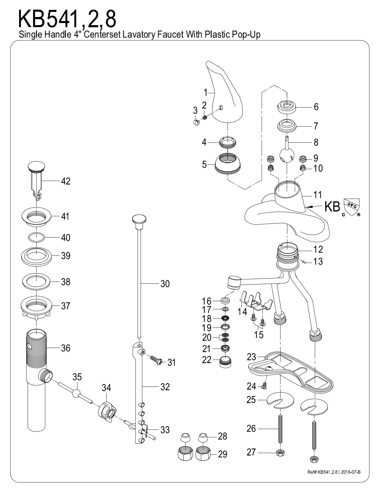 Kingston Brass KB542 Single-Handle 4 in. Centerset Bathroom Faucet