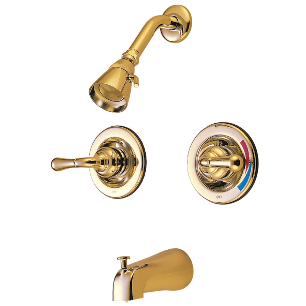 Kingston Brass KB675 Magellan Twin Handles Tub Shower Faucet Pressure Balanced With Volume Control