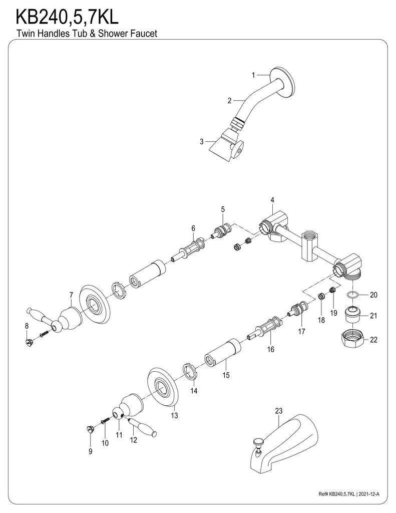 Kingston Brass KB245KL Knight Tub and Shower Faucet