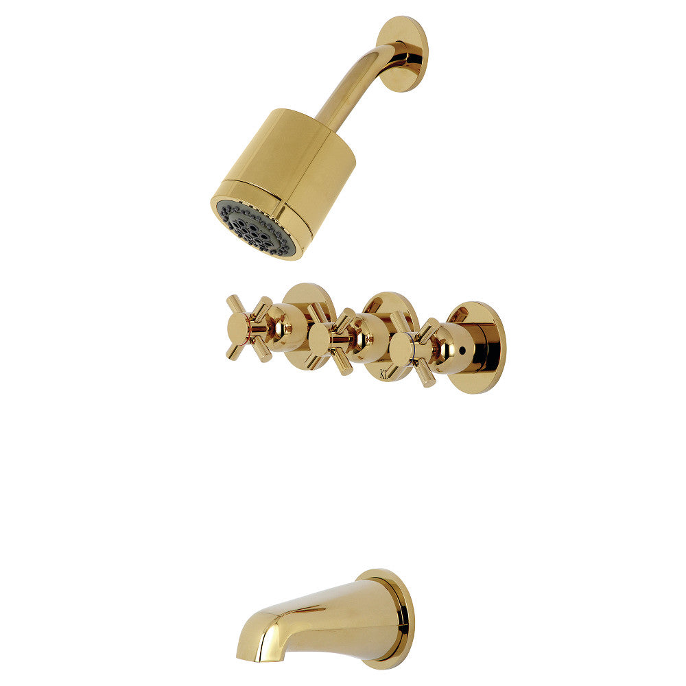 Kingston Brass KBX8138DX Concord Three-Handle Tub and Shower Faucet