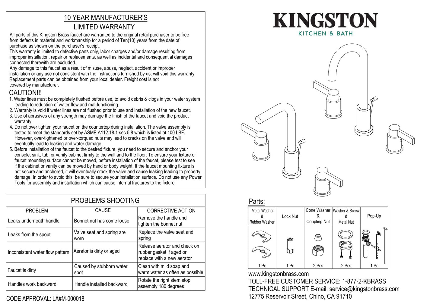 Fauceture FSC8953NDL 8 in. Widespread Bathroom Faucet