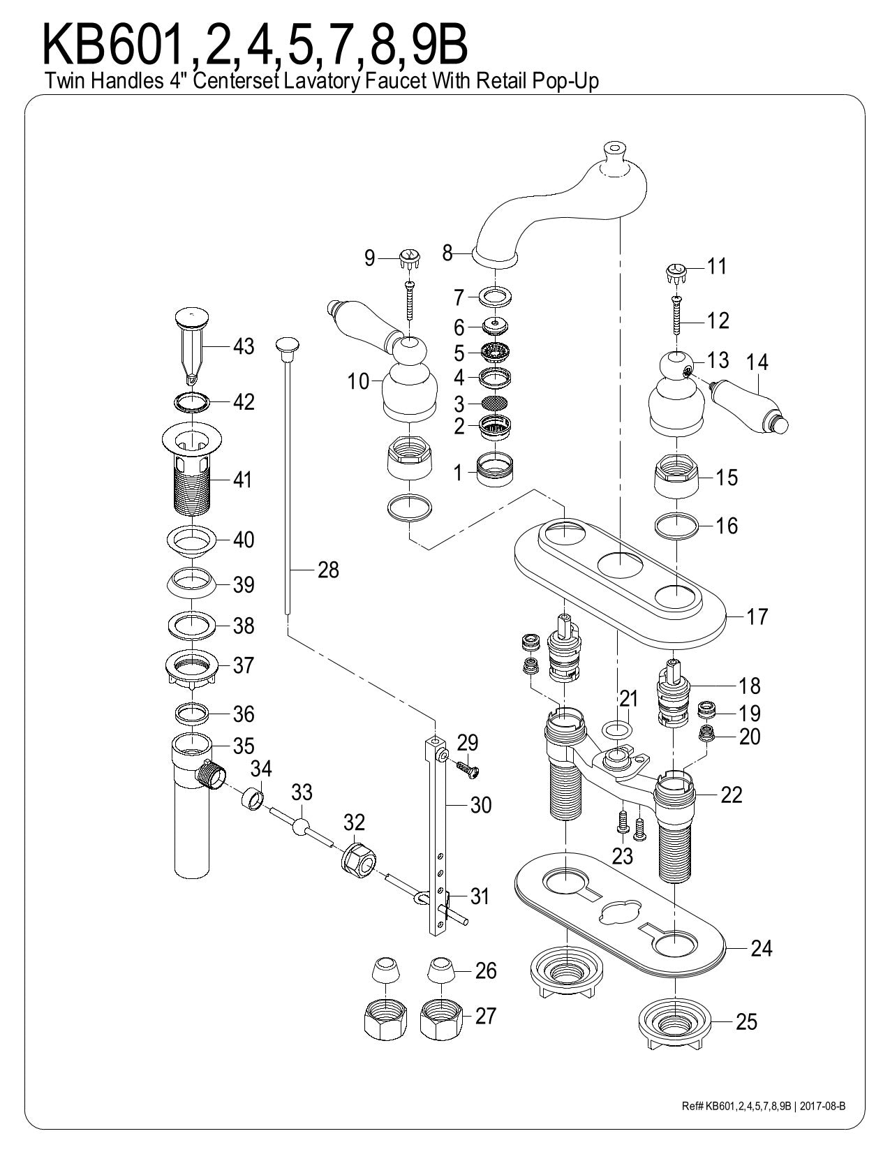 Kingston Brass KB602B 4 in. Centerset Bathroom Faucet