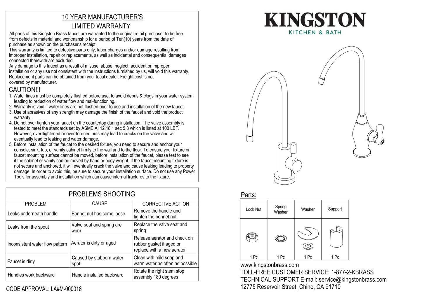 Kingston Brass KSAG3195AL Restoration Reverse Osmosis System Filtration Water Air Gap Faucet