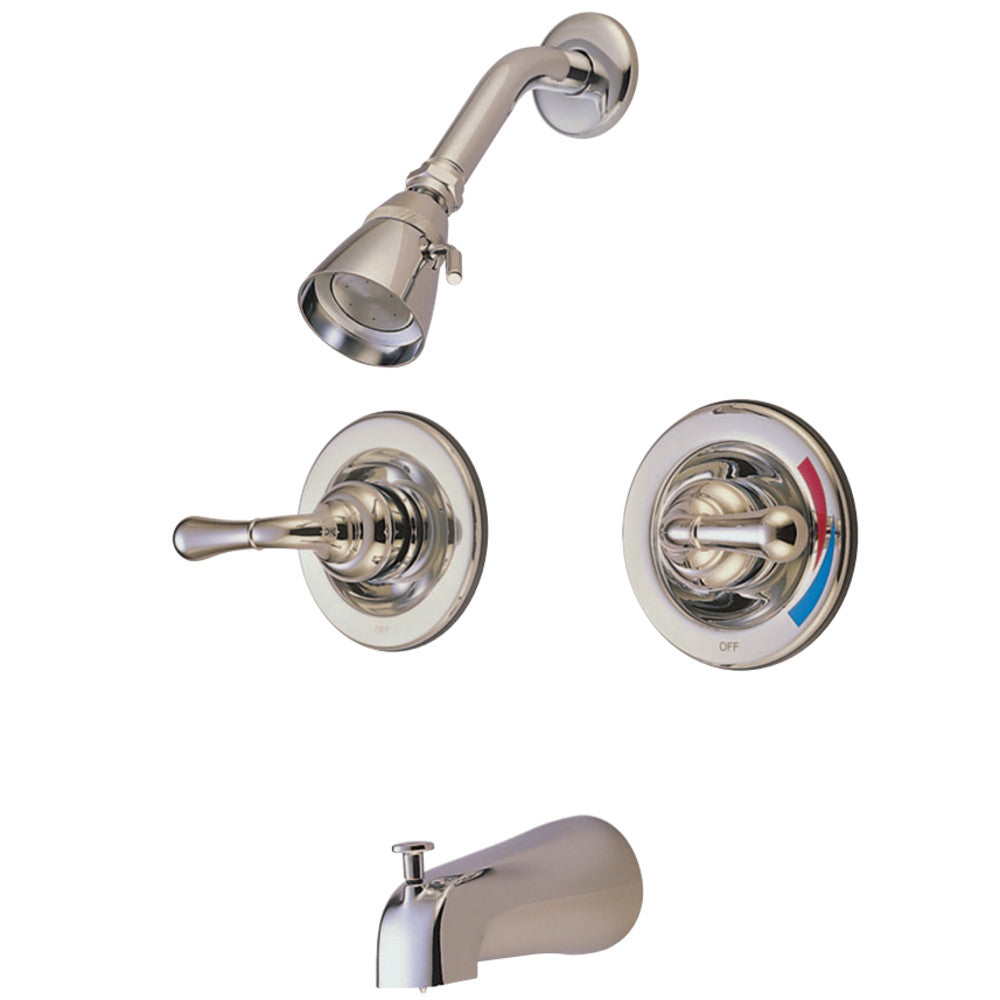 Kingston Brass KB675 Magellan Twin Handles Tub Shower Faucet Pressure Balanced With Volume Control